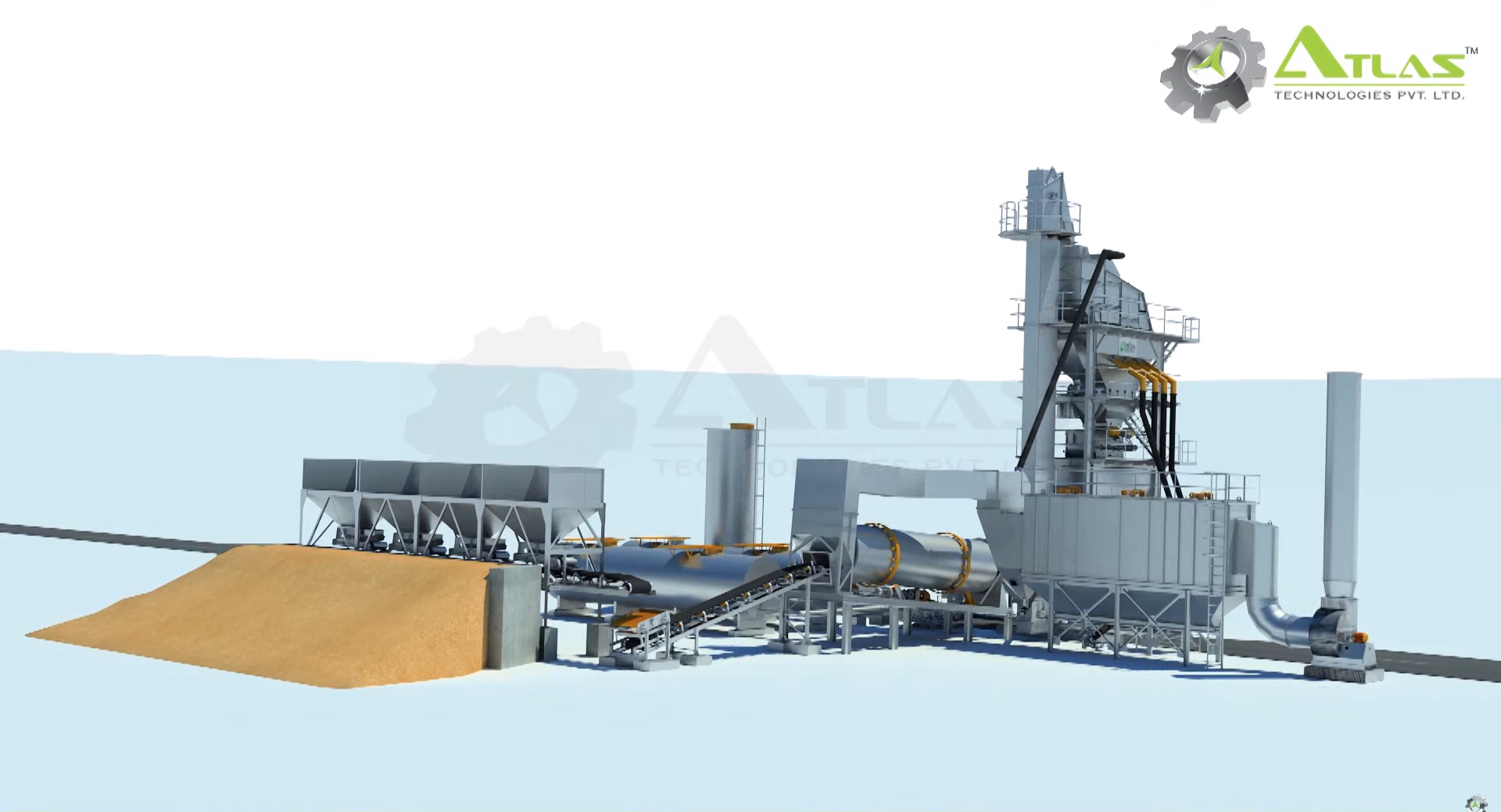 Asphalt batching plant 3D video by Atlas Technologies Pvt. Ltd., India